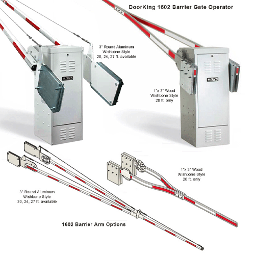 DoorKing 1602-090 Barrier Arm Opener - operator and arms 