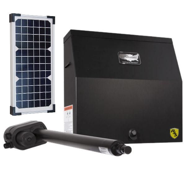 US Automatic Patriot I gate opener with a solar panel