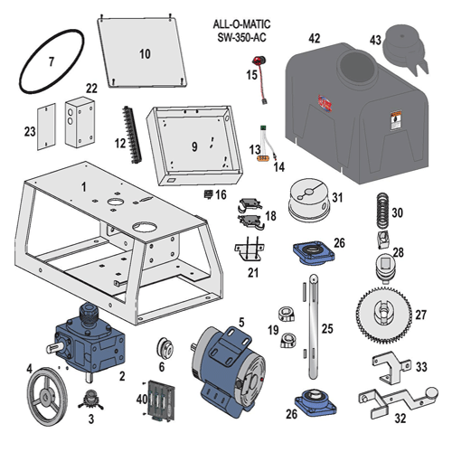 All-O-Matic SW-350 AC Swing Gate Opener - Parts diagram